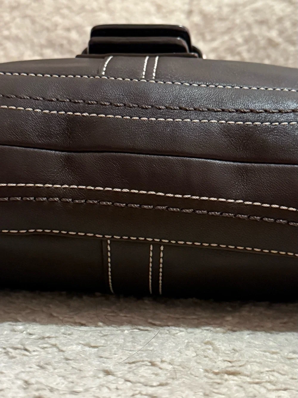 Coach Dark Brown Leather Shoulder Bag with Matching Wallet